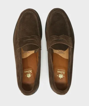 Clearance Alden Dark Suede Penny Loafer Brown