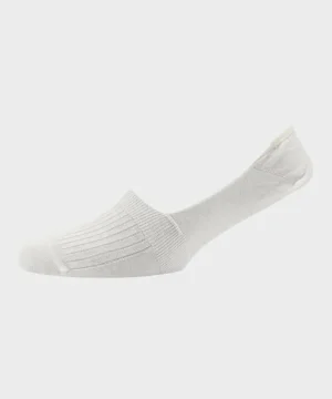 Fashion Corgi Rib Mercerized Cotton Invisible Sock in White