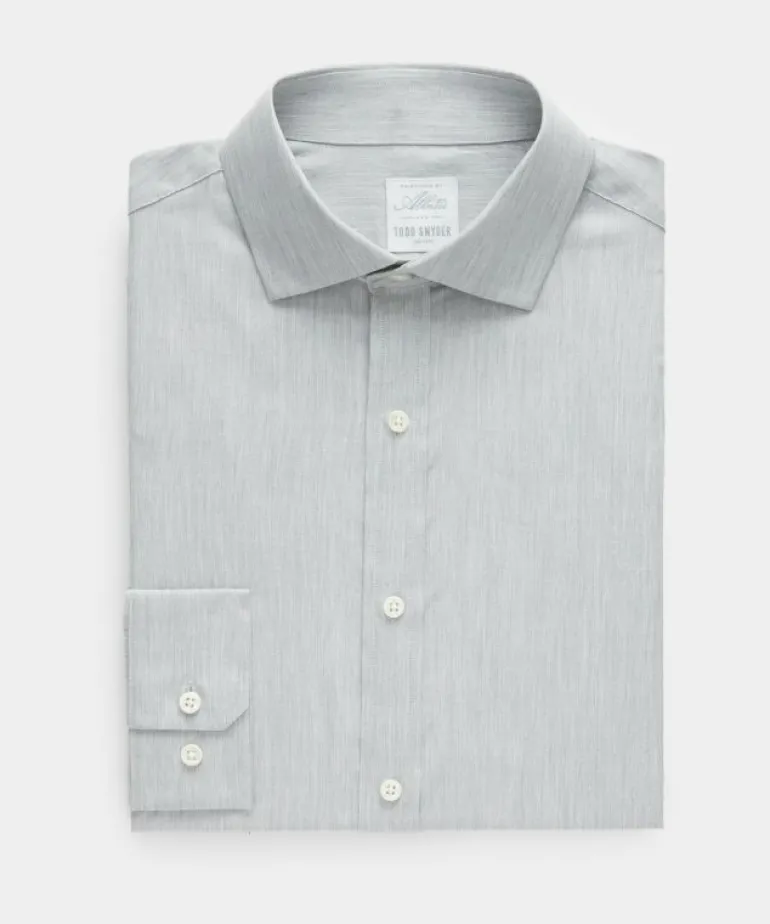 Cheap Todd Snyder Flannel Spread Collar Dress Shirt in Light Grey