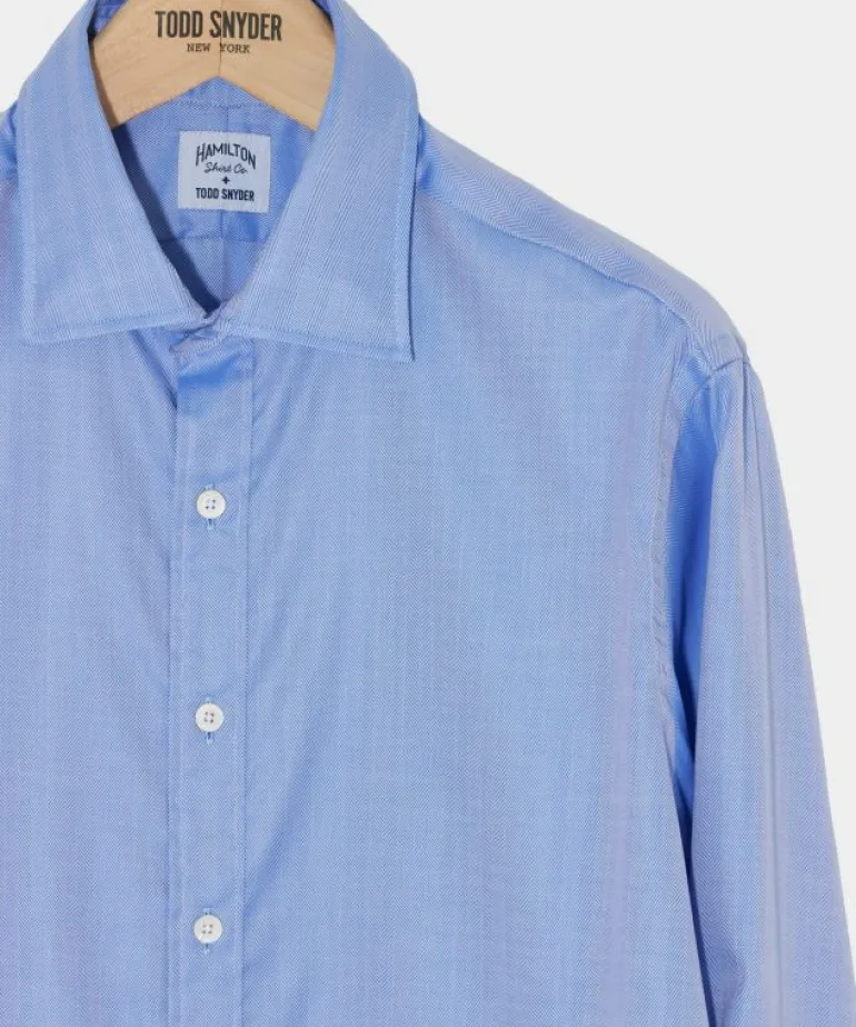 Flash Sale Hamilton + Todd Snyder Herringbone Dress Shirt in Blue