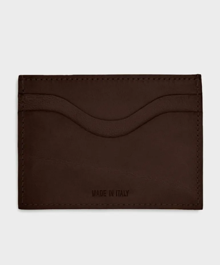 Fashion Il Bisonte Salina Leather Card Holder in Caffe Brown