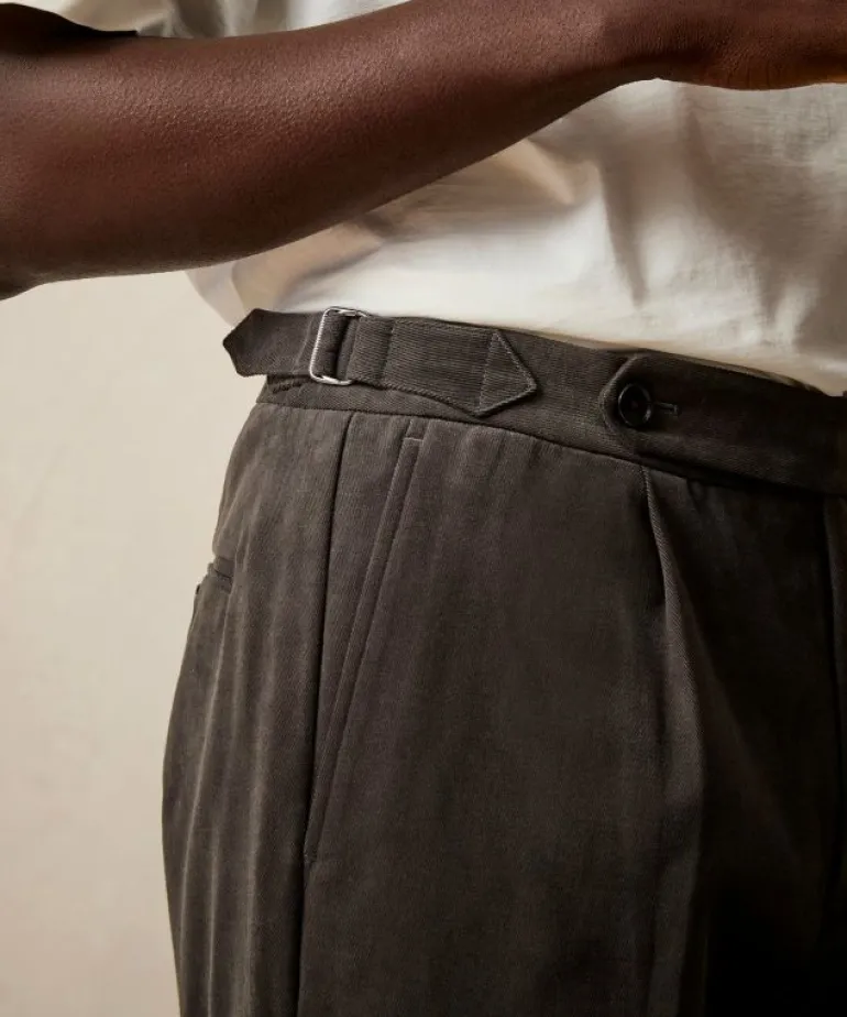 Best Todd Snyder Italian Brushed Cotton Side Tab Trouser in Charcoal Black