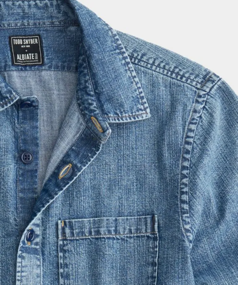 Best Todd Snyder Italian Denim Overshirt in Stone Wash Blue