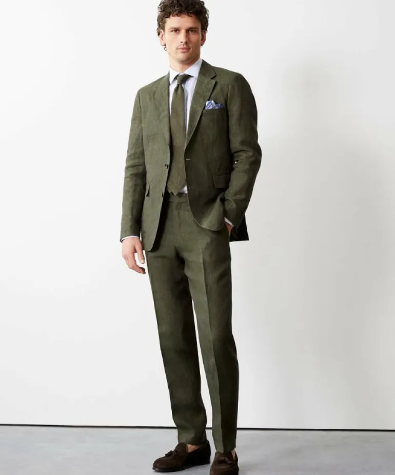 Store Todd Snyder Italian Linen Sutton Trouser in Olive Green