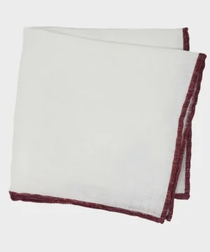 Clearance Todd Snyder Italian Tipped Linen Pocket Square in Maroon Red
