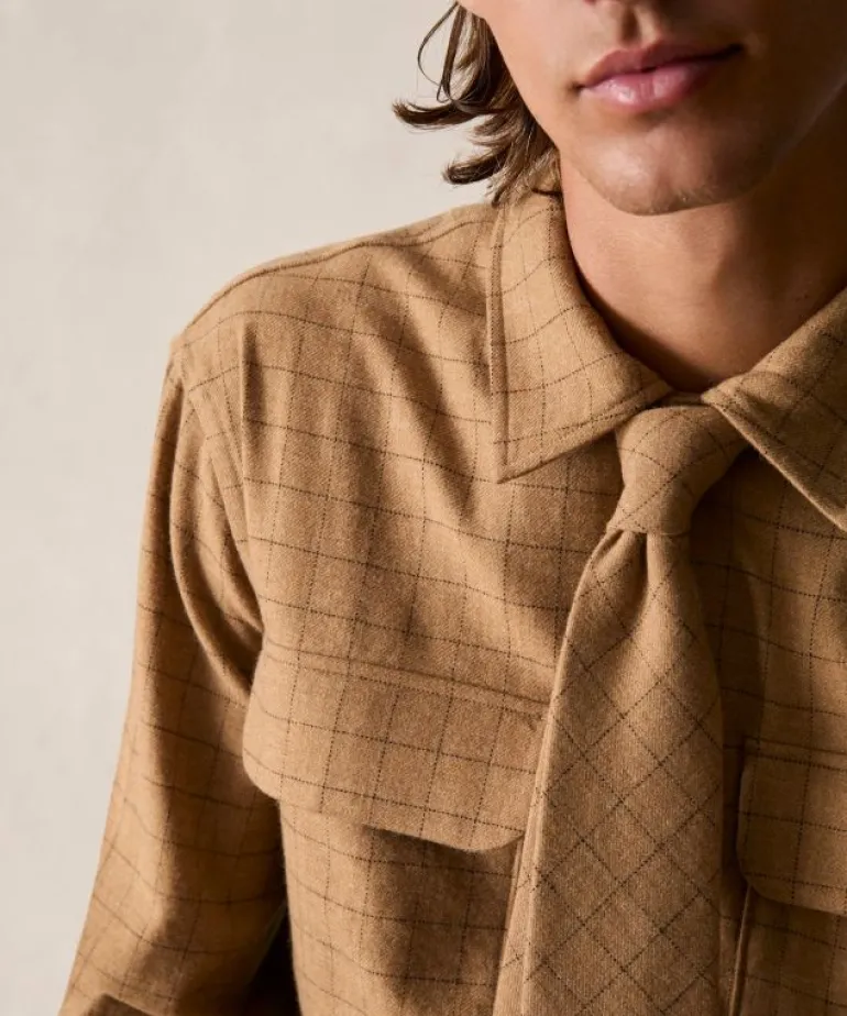 Flash Sale Todd Snyder Italian Wool Field Overshirt in Tan Check Brown