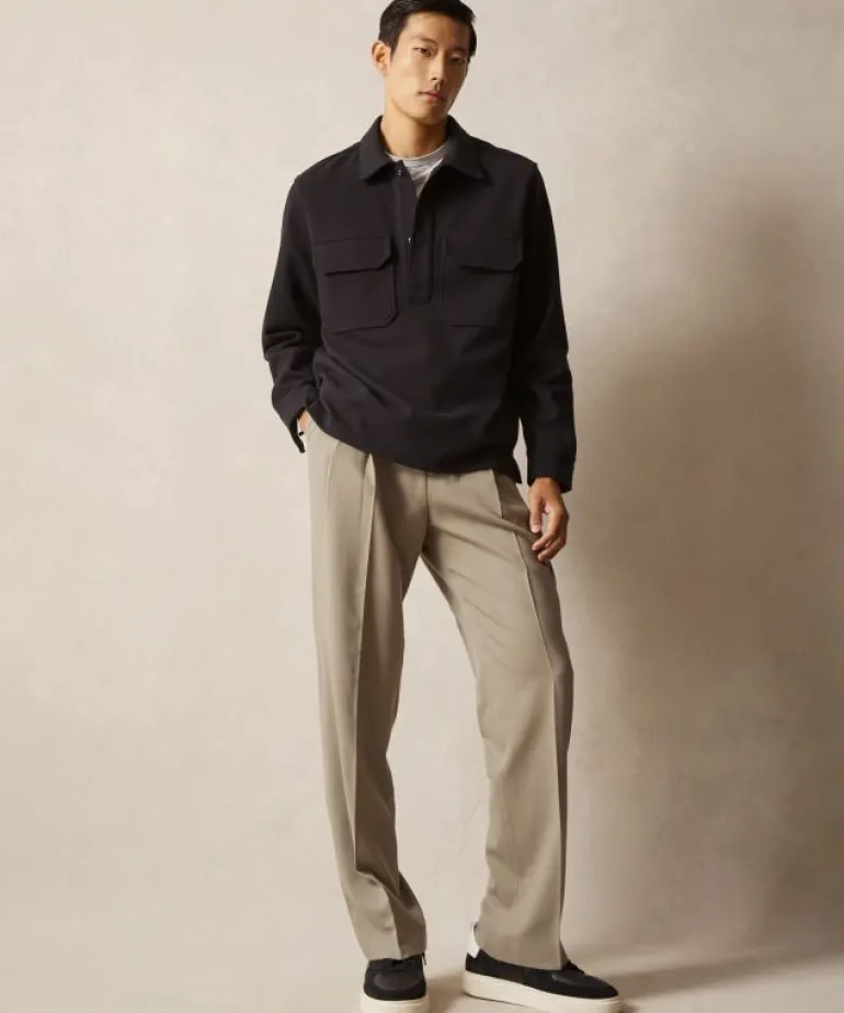 Cheap Todd Snyder Knit Military Popover in Charcoal Black