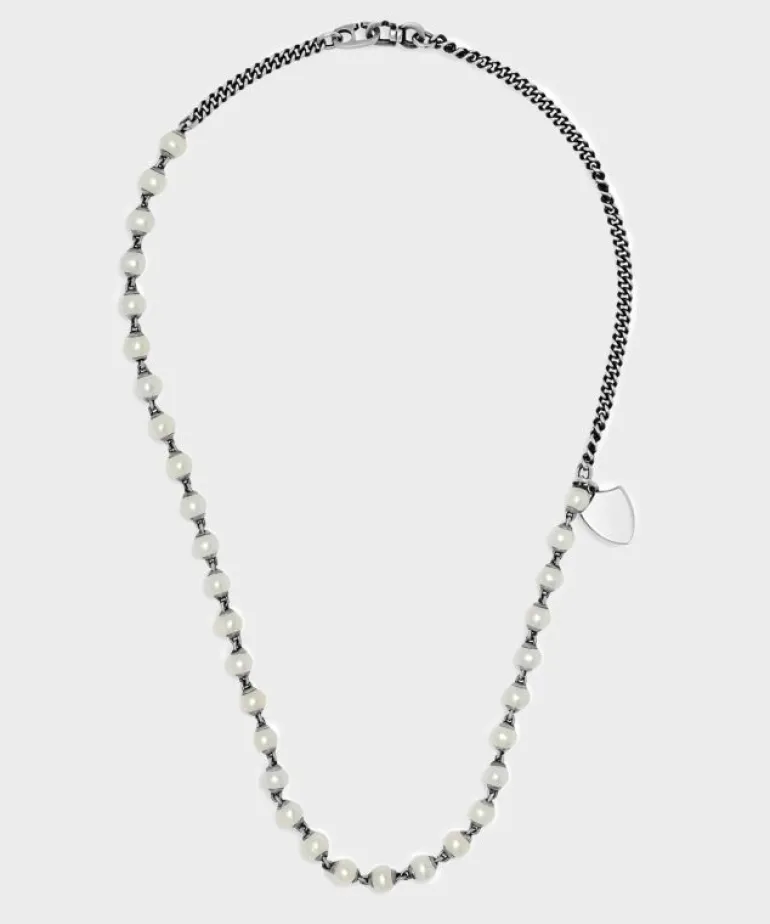 Discount Maor Mondi Necklace in Silver with White Pearls Purple