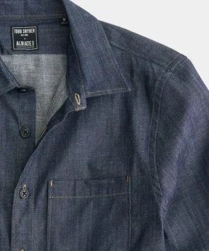 Cheap Todd Snyder Raw Italian Denim Overshirt in Dark Indigo Blue