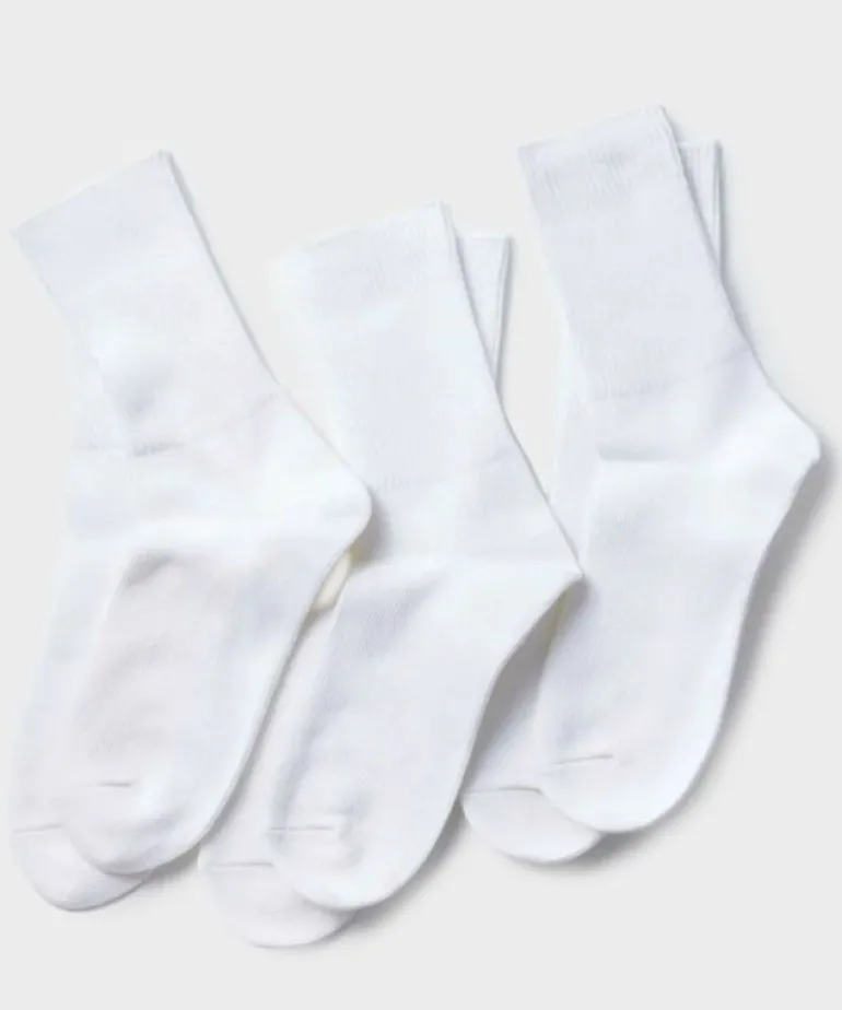 Discount RoToTo Organic Daily 3 Pack Ribbed Crew Socks in White
