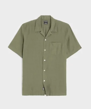 Sale Todd Snyder Sea Soft Irish Linen Camp Collar Shirt in Faded Surplus Green