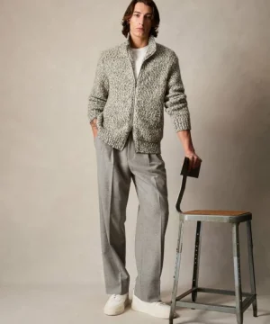 Cheap Todd Snyder Slubby Full-Zip Sweater in Faded Black