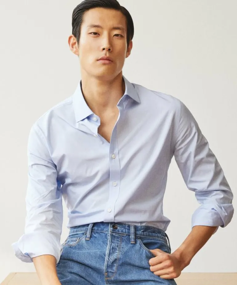 Flash Sale Todd Snyder Spread Collar End On End Poplin Dress Shirt in Blue