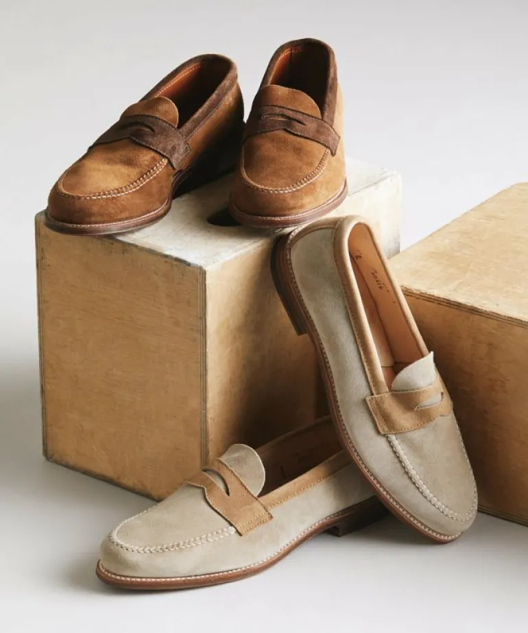 Cheap Alden Todd Snyder x Two-Tone Penny Loafer in Snuff Brown