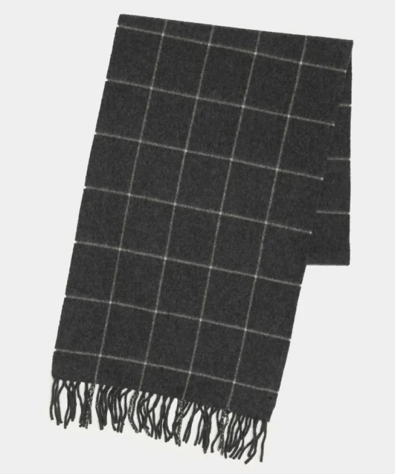 Shop Todd Snyder + Joshua Ellis Todd Snyder x Joshua Ellis Cashmere Windowpane Scarf In Steel Grey